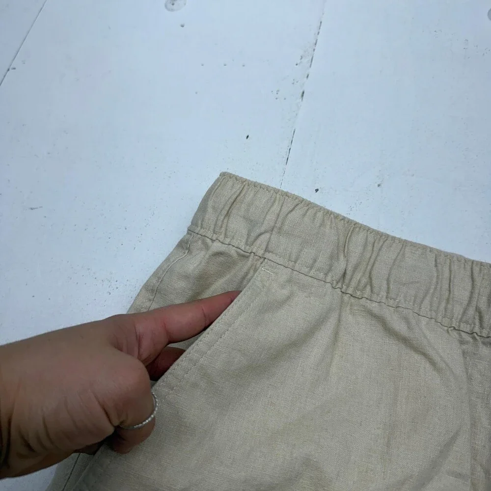 Oak Hill Pants Mens Big 60x30 5XL Beige Relaxed Fit Linen Chino Drawstring